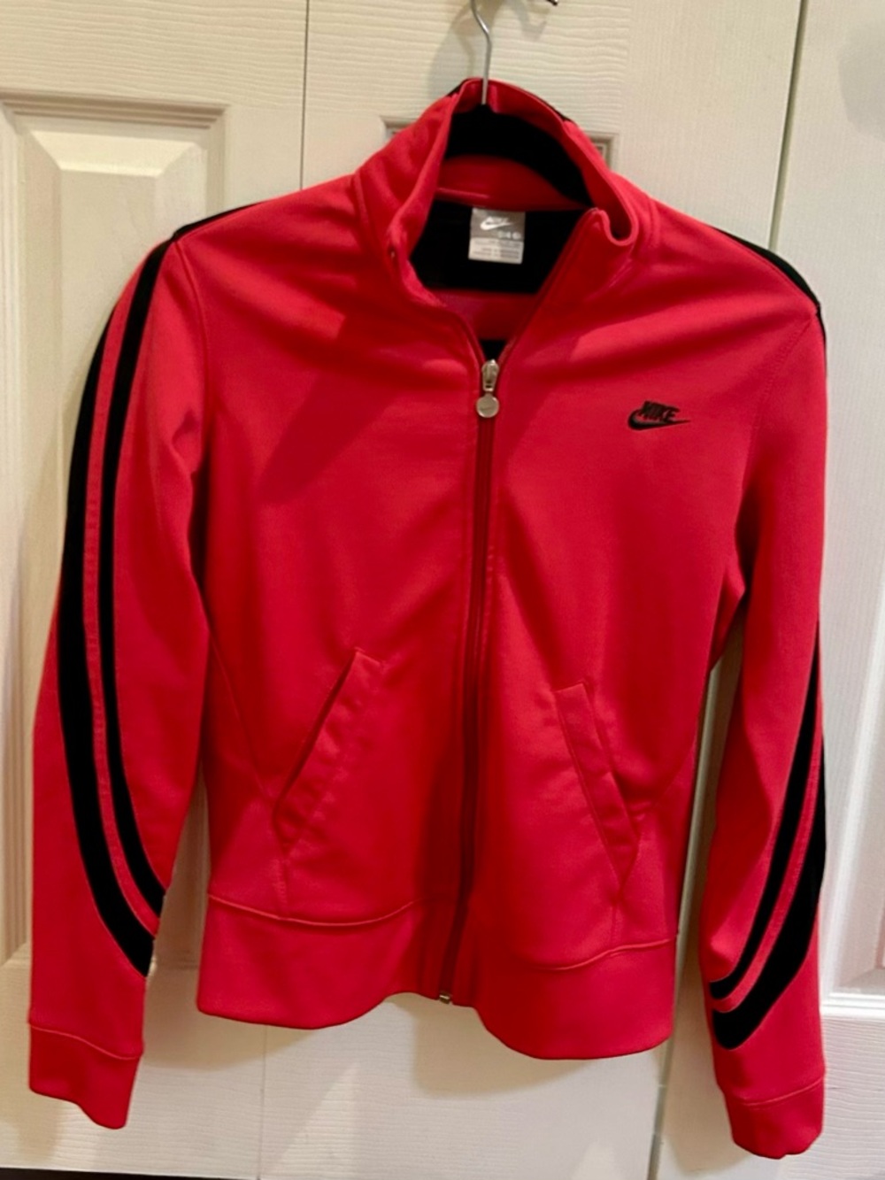 Nike Women’s Hot Pink Bomber Jacket with Black Stripe Accents